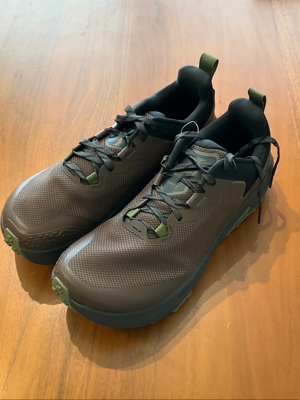 Timp 6 Altra Men's Brown Trail Runners with Olive Pull Tabs sample